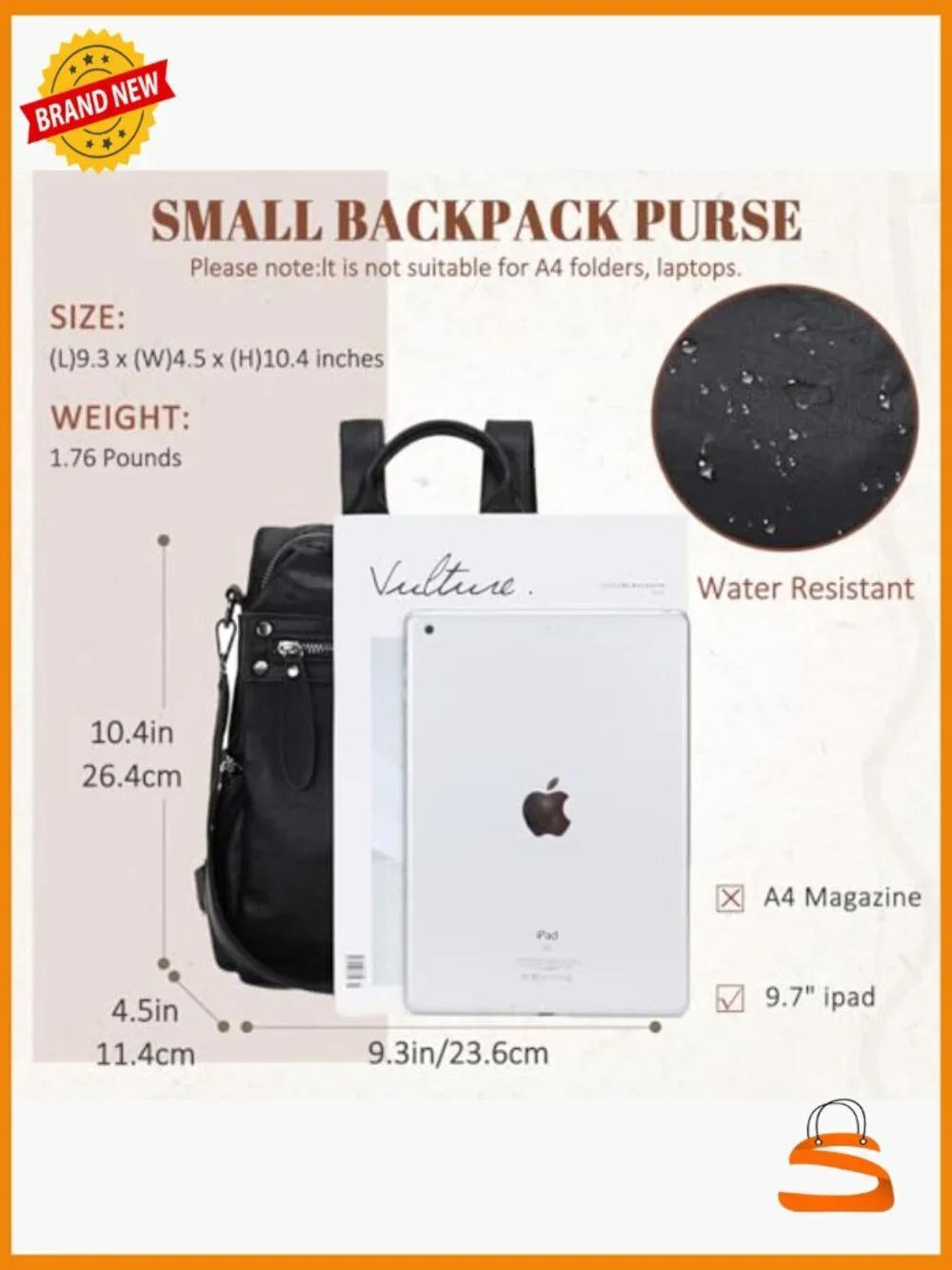 Mini Faux Leather Convertible Backpack Purse for Women, 2 Ways to Carry -
